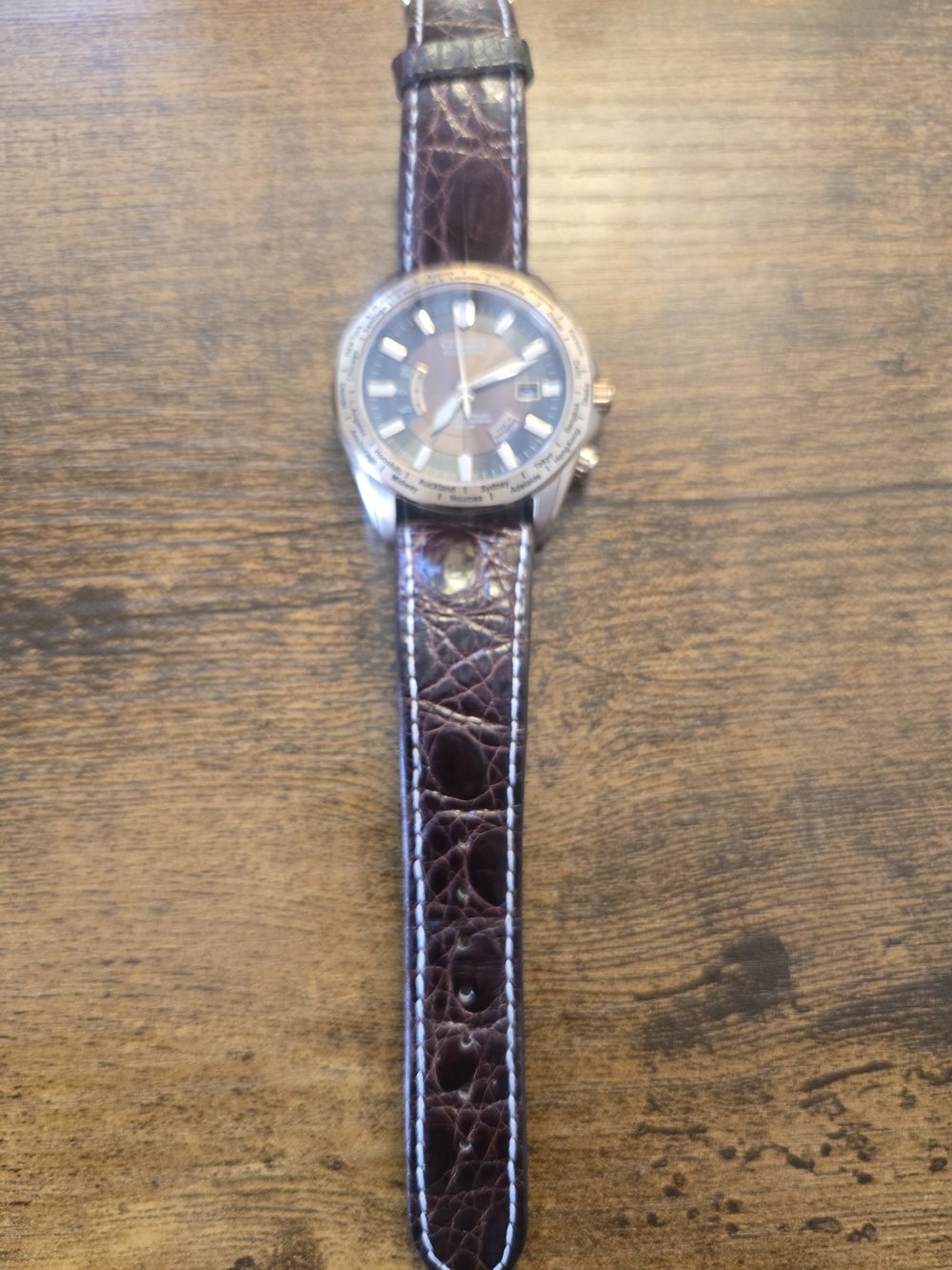 Citizen Eco-Drive Quartz 40mm SS Black Dial Brown Leather Strap 200m